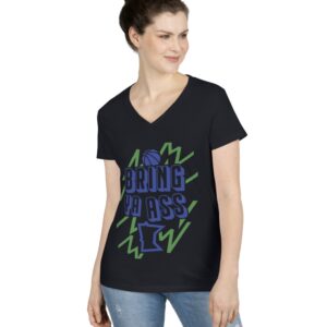 Bring Ya Ass Minnesota ELECTRIC Women's V-Neck T-Shirt Black