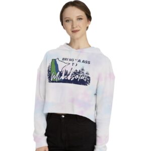Bring Ya Ass Minnesota ROAD SIGN Women’s Cropped Hooded Tee