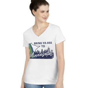 Bring Ya Ass Minnesota ROAD SIGN Women's V-Neck Shirts