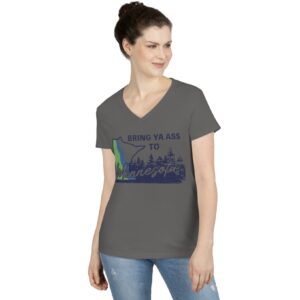 Bring Ya Ass Minnesota ROAD SIGN Women's V-Neck T-Shirts